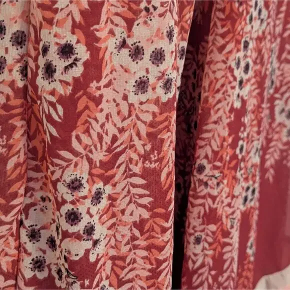 FREE PEOPLE OFF THE GRID CULOTTES CHIFFON CROPPED WIDE LEG PINK FLORAL PANTS XS - Picture 5 of 10